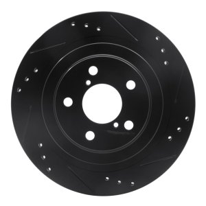 Subaru Impreza Brake Rotor (1) - Rear Right - R1 Concepts - Drilled & Slotted - Black - `05-`09